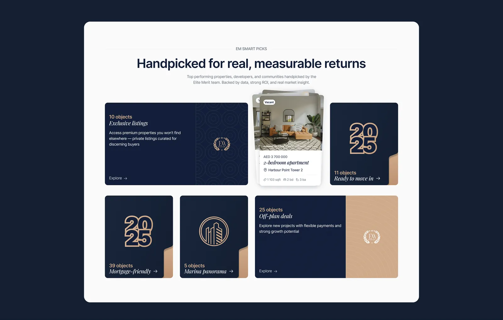 Elite Merit — a redesign for a Dubai real-estate agency — screen 5