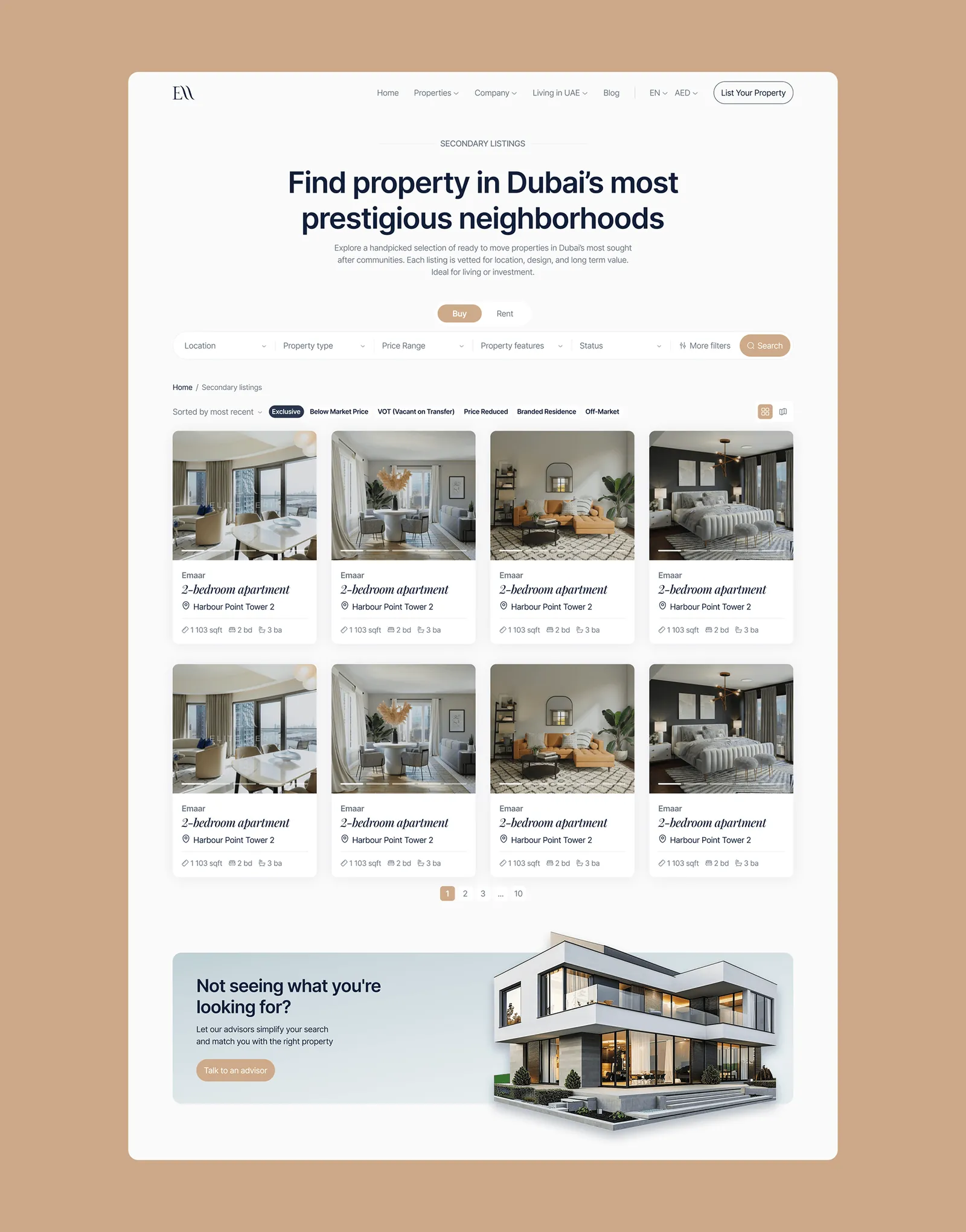 Elite Merit — a redesign for a Dubai real-estate agency — screen 6