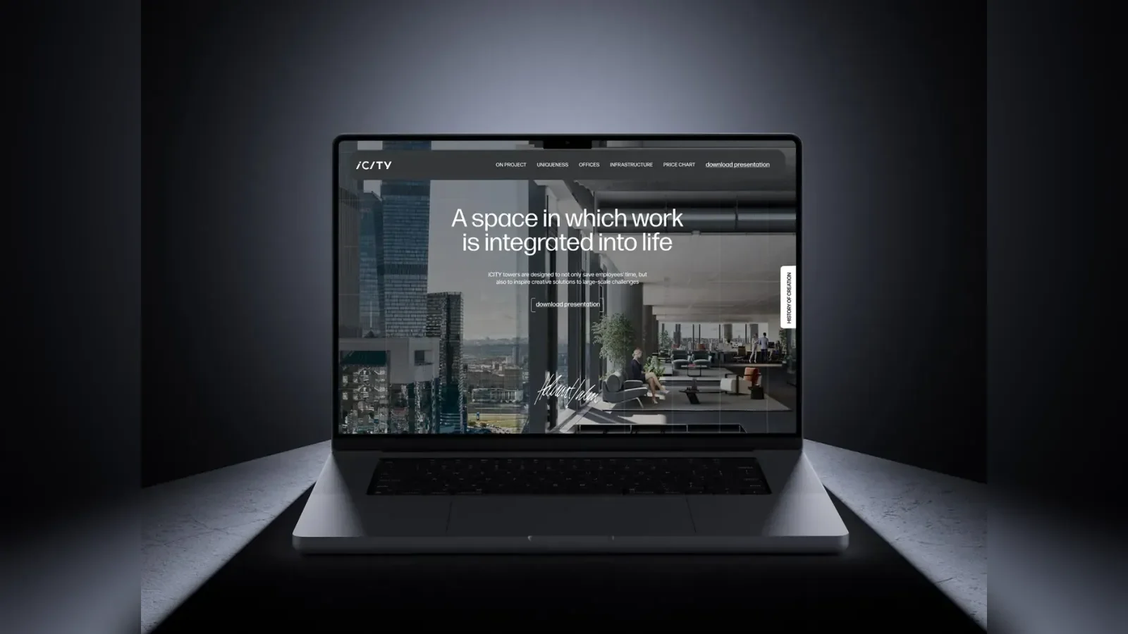 iCITY — a website for a business centre in the new Moscow City