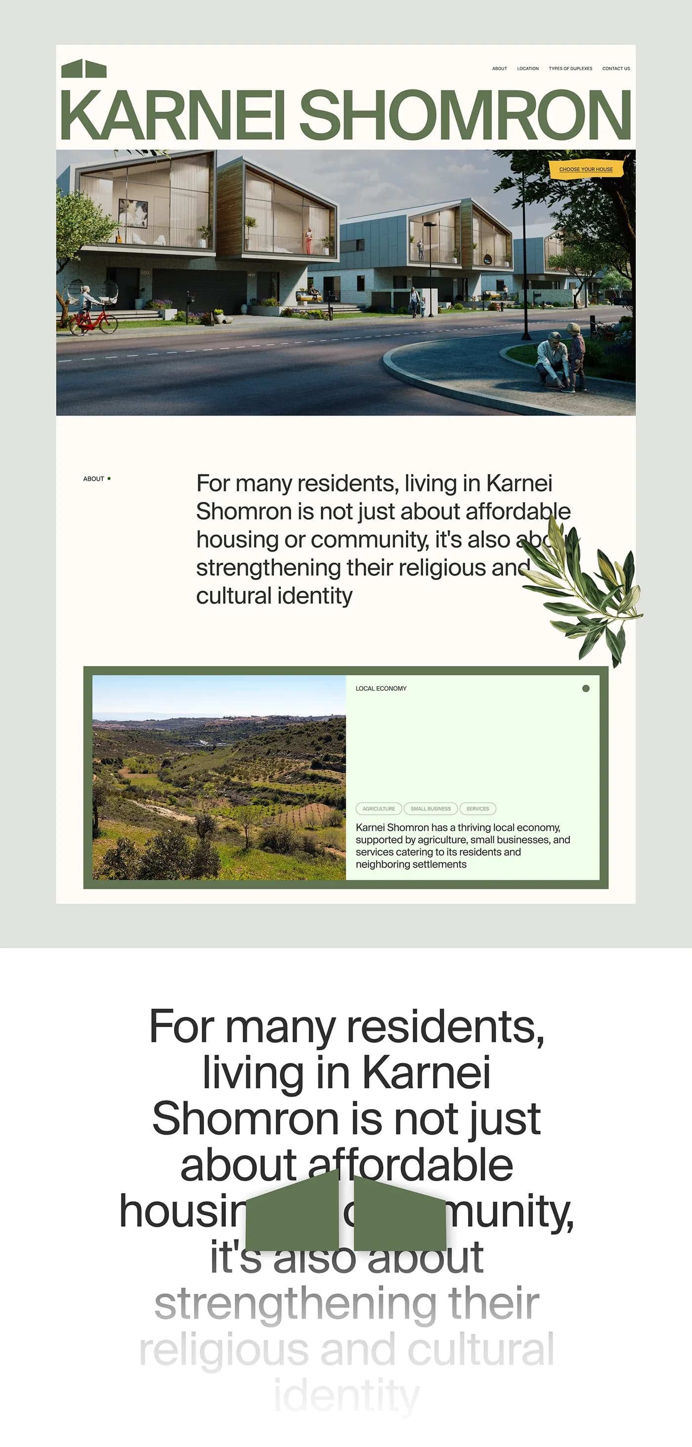 Karnei Shomron — a Harey Zahav village website for American buyers — screen 2