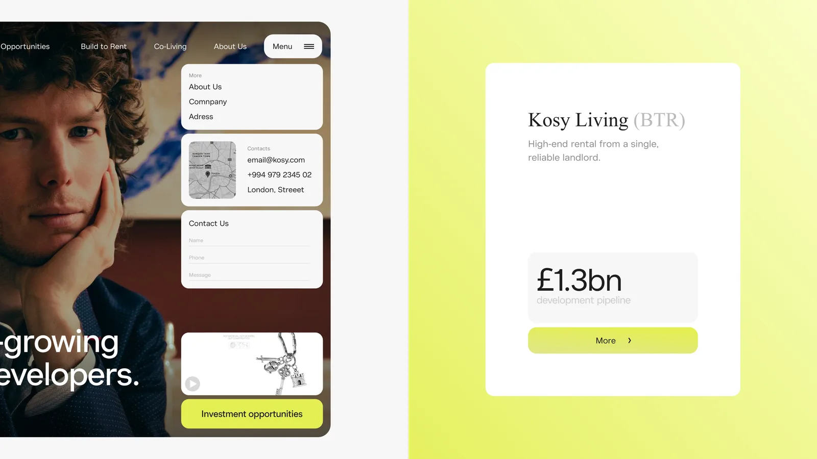 Kosy Living — a website concept for a UK developer — screen 4