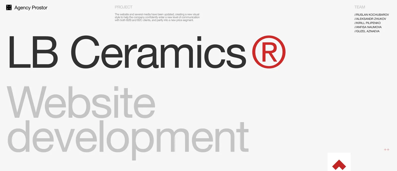 LB Ceramics — a website and identity redesign for a tile manufacturer — screen 1