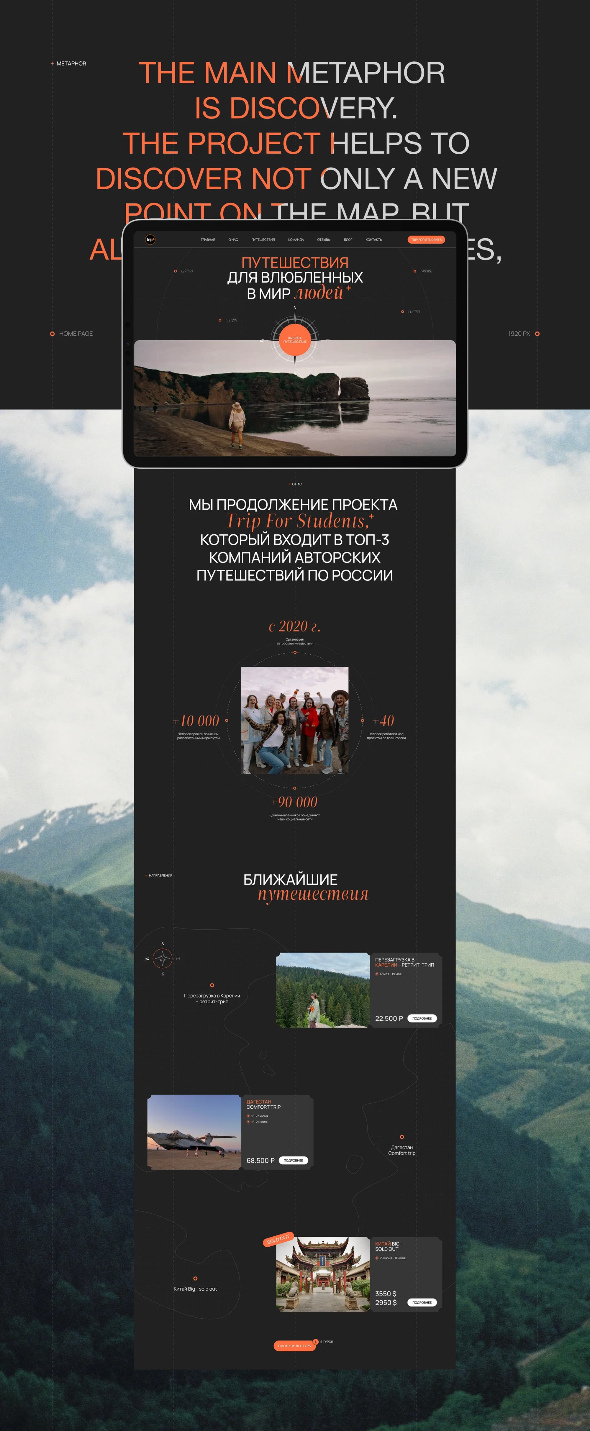 TRIP+ — a website for a curated-travel club — screen 3