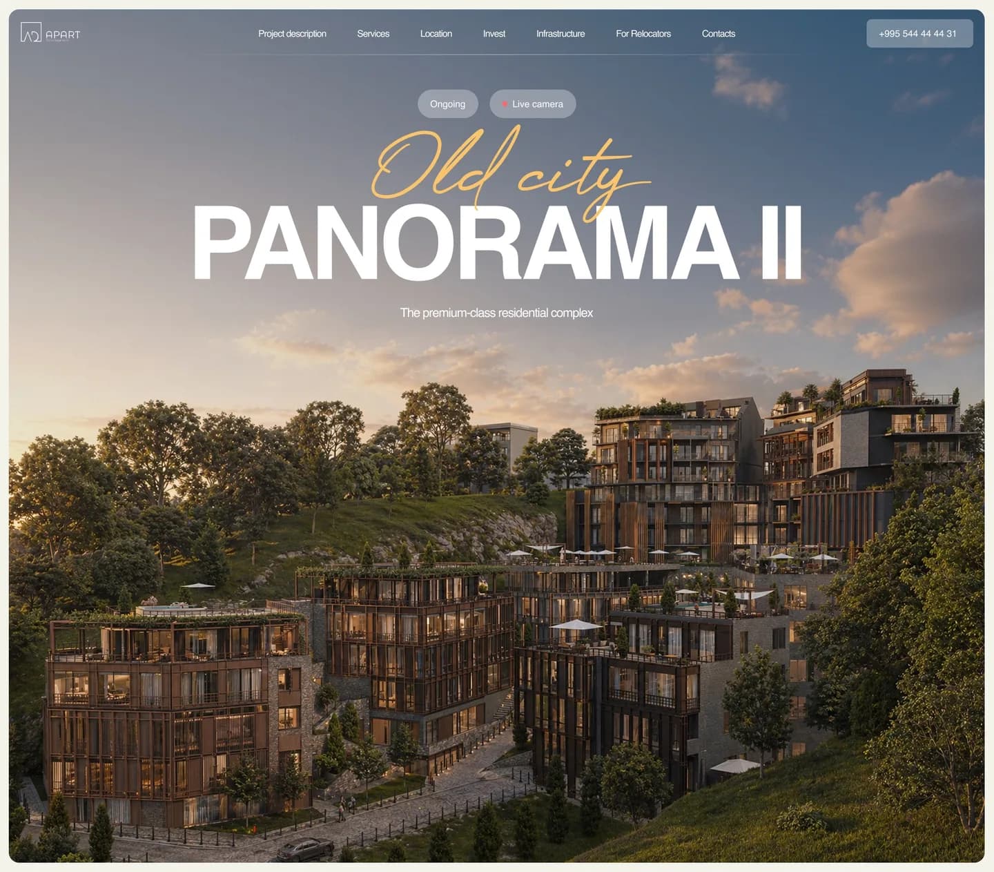 Landing page concept for the Apart Vake residential project in Tbilisi