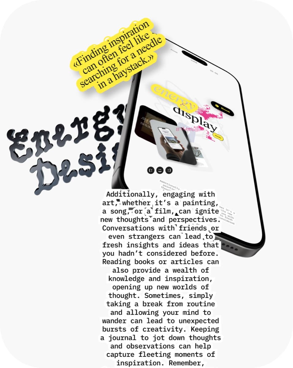 Energy Design — typography on a phone screen
