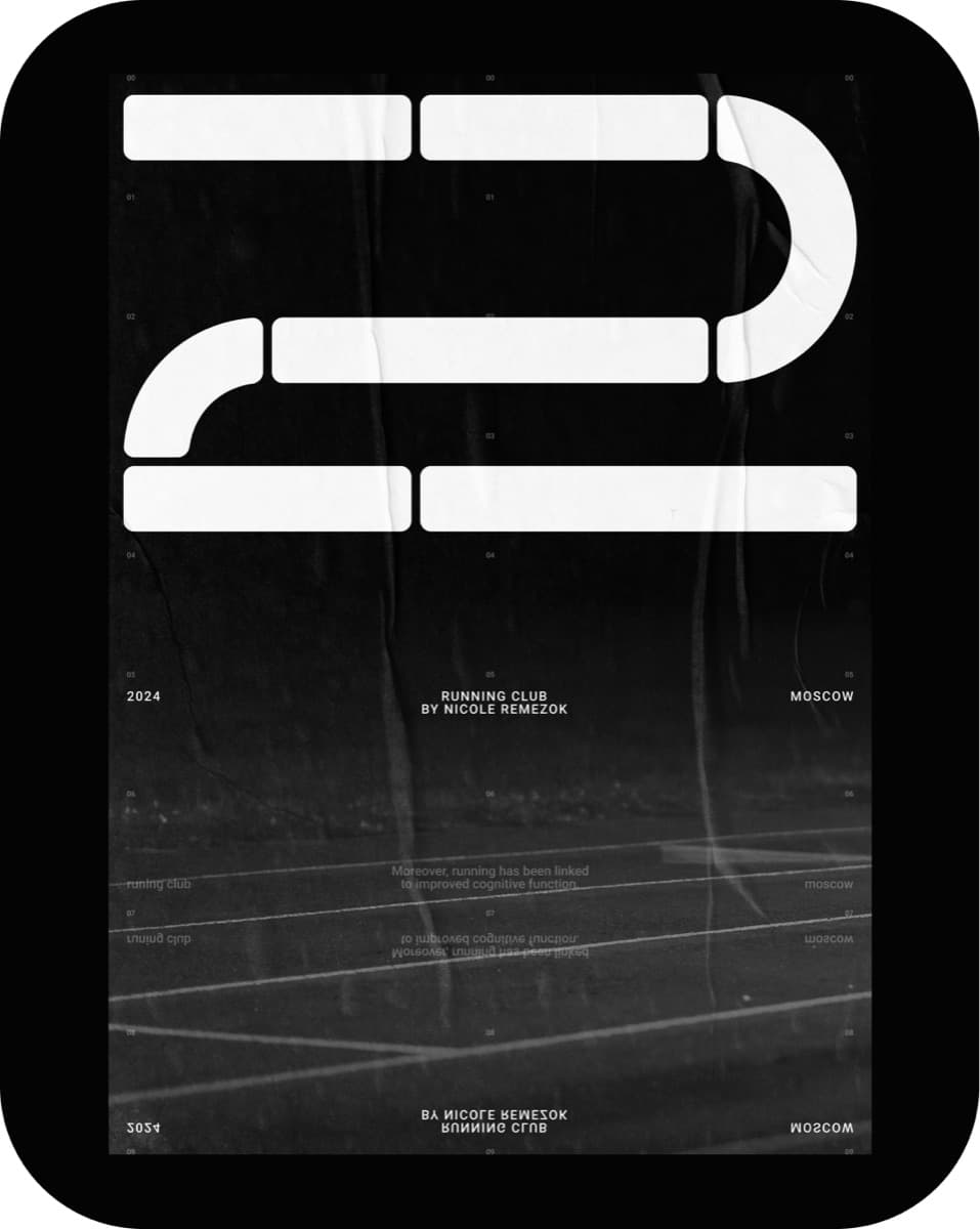 RUN DAMN — a poster built from a typographic numeral